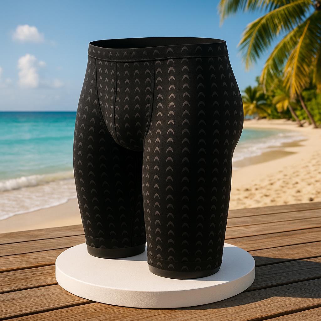 Maillot de Bain Homme Été – Grand Taille, Noir Intense, Tissu Bionique Sharkskin | Séchage Ultra-Rapide & Waterproof.