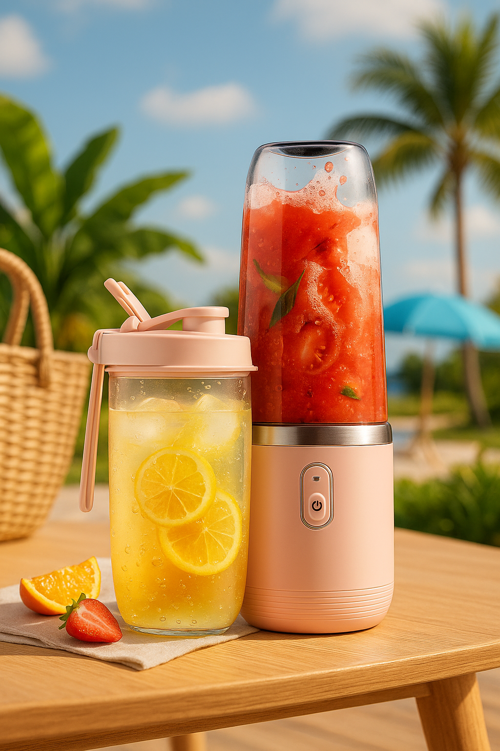 Blender Portable Électrique 400ml – Smoothies & Jus Frais en Été | Recharge USB + 2 Tasses.